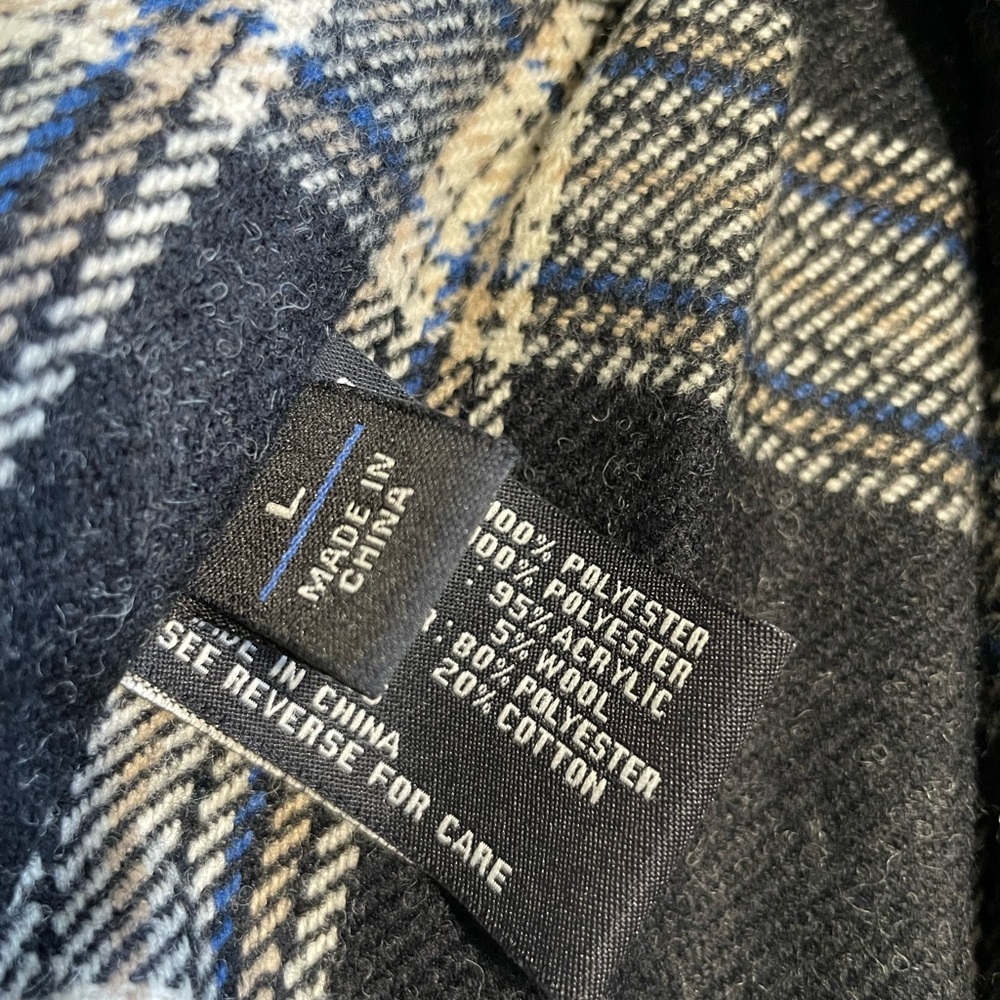 London Fog Black Trench Coat with Plaid Lining - Picture 7 of 11